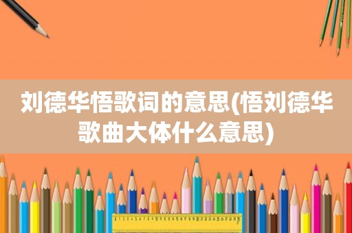 刘德华悟歌词的意思(悟刘德华歌曲大体什么意思)