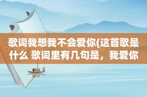 歌词我想我不会爱你(这首歌是什么 歌词里有几句是，我爱你不是为了和你去如家，而是帮你穿上白色的婚纱)