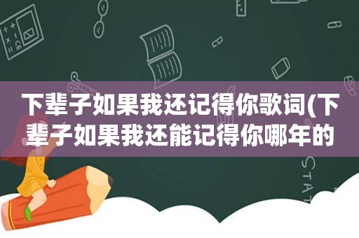 下辈子如果我还记得你歌词(下辈子如果我还能记得你哪年的)