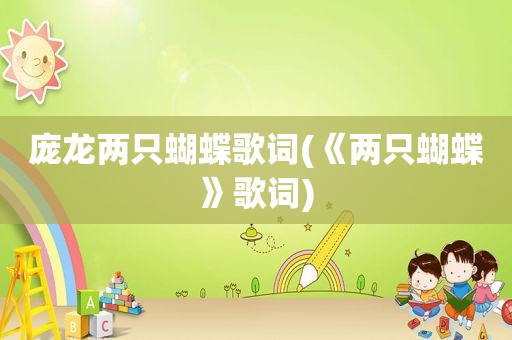 庞龙两只蝴蝶歌词(《两只蝴蝶》歌词)