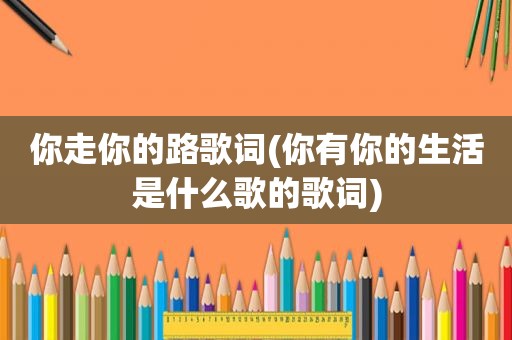 你走你的路歌词(你有你的生活是什么歌的歌词)