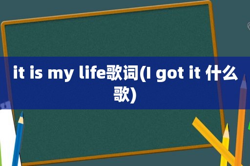it is my life歌词(I got it 什么歌)