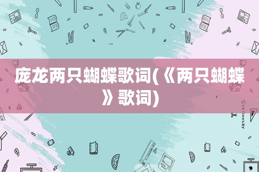 庞龙两只蝴蝶歌词(《两只蝴蝶》歌词)
