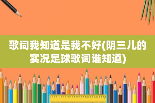 歌词我知道是我不好(阴三儿的实况足球歌词谁知道)