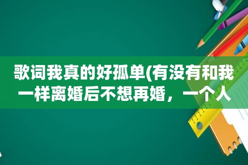 歌词我真的好孤单(有没有和我一样离婚后不想再婚，一个人生活的觉得孤独吗，怎么办)