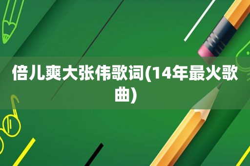倍儿爽大张伟歌词(14年最火歌曲)