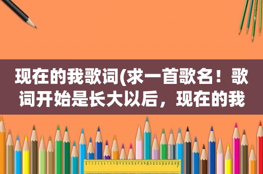 现在的我歌词(求一首歌名！歌词开始是长大以后，现在的我……是女歌！·)