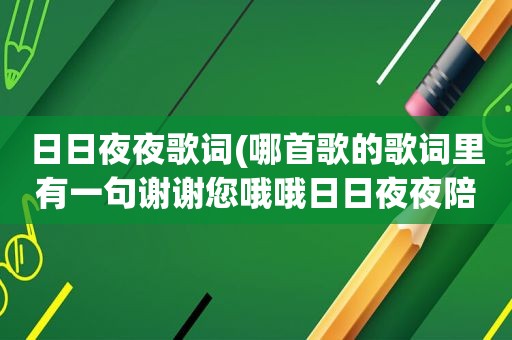 日日夜夜歌词(哪首歌的歌词里有一句谢谢您哦哦日日夜夜陪在我身边)