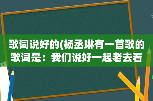 歌词说好的(杨丞琳有一首歌的歌词是：我们说好一起老去看细水长流叫什么歌名)