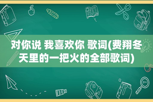对你说 我喜欢你 歌词(费翔冬天里的一把火的全部歌词)  第1张