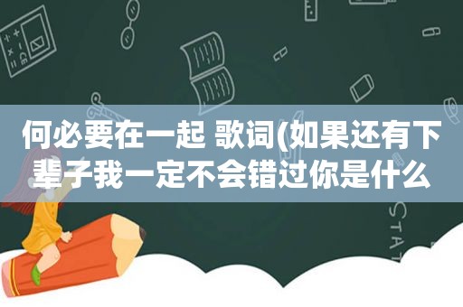 何必要在一起 歌词(如果还有下辈子我一定不会错过你是什么歌里的歌词)  第1张