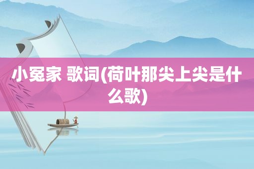 小冤家 歌词(荷叶那尖上尖是什么歌)
