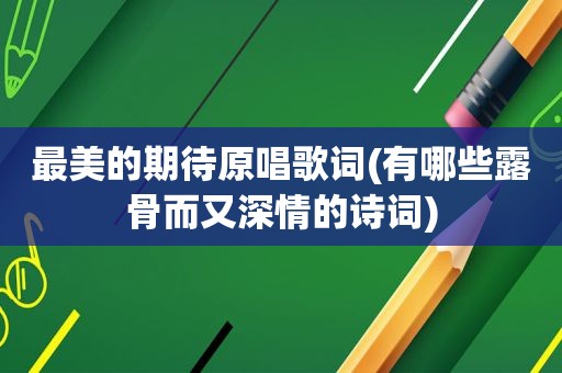 最美的期待原唱歌词(有哪些露骨而又深情的诗词)