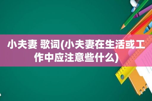 小夫妻 歌词(小夫妻在生活或工作中应注意些什么)