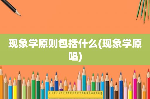 现象学原则包括什么(现象学原唱)