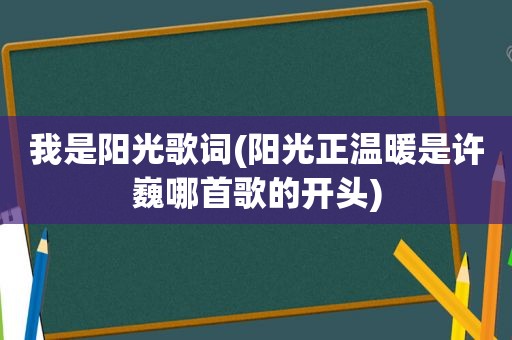 我是阳光歌词(阳光正温暖是许巍哪首歌的开头)
