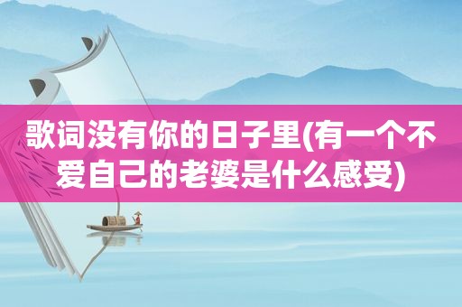 歌词没有你的日子里(有一个不爱自己的老婆是什么感受)