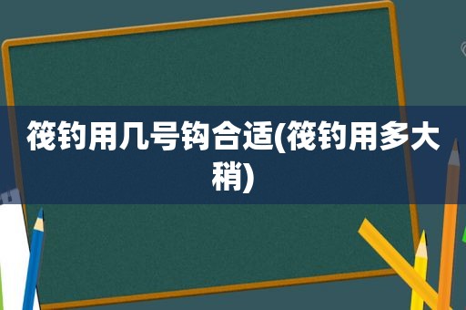 筏钓用几号钩合适(筏钓用多大稍)