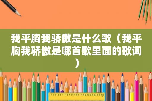 我平胸我骄傲是什么歌（我平胸我骄傲是哪首歌里面的歌词）