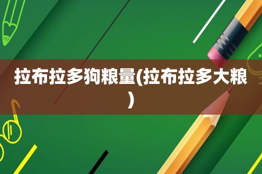 拉布拉多狗粮量(拉布拉多大粮)