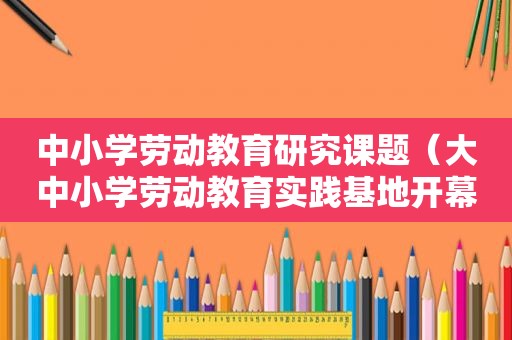 中小学劳动教育研究课题（大中小学劳动教育实践基地开幕）