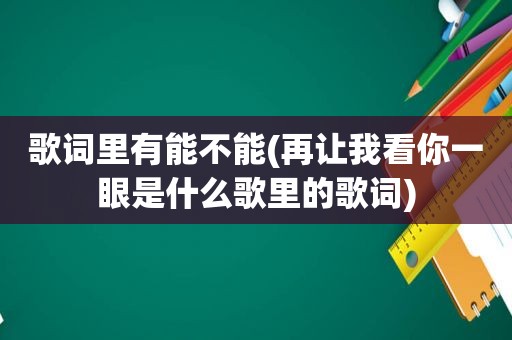歌词里有能不能(再让我看你一眼是什么歌里的歌词)