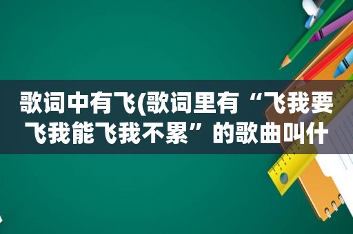 歌词中有飞(歌词里有“飞我要飞我能飞我不累”的歌曲叫什么名字)
