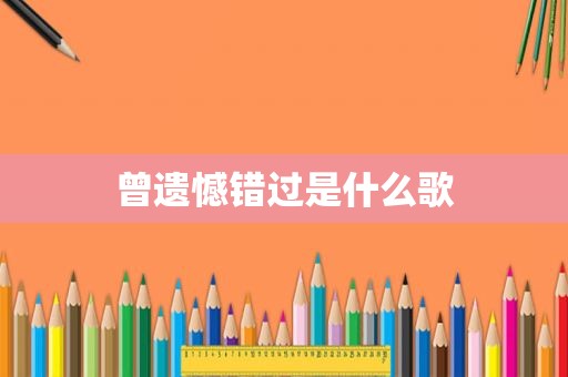 曾遗憾错过是什么歌