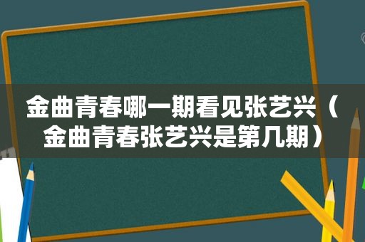 金曲青春哪一期看见张艺兴（金曲青春张艺兴是第几期）