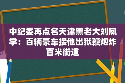 中纪委再点名天津黑老大刘凤学：百辆豪车接他出狱鞭炮炸百米街道