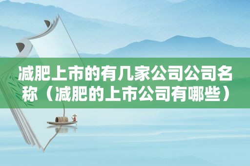 减肥上市的有几家公司公司名称（减肥的上市公司有哪些）