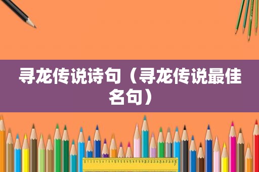 寻龙传说诗句（寻龙传说最佳名句）