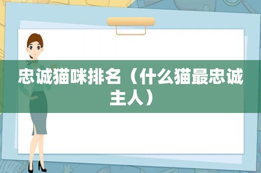 忠诚猫咪排名（什么猫最忠诚主人）