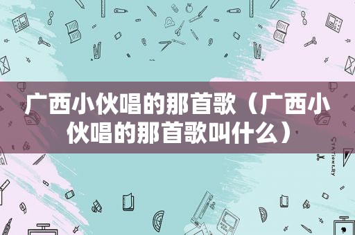 广西小伙唱的那首歌（广西小伙唱的那首歌叫什么）