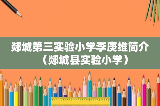 郯城第三实验小学李庚维简介（郯城县实验小学）
