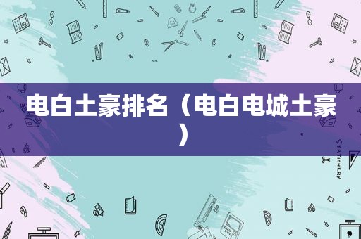 电白土豪排名（电白电城土豪）