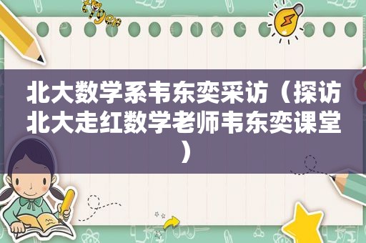 北大数学系韦东奕采访（探访北大走红数学老师韦东奕课堂）