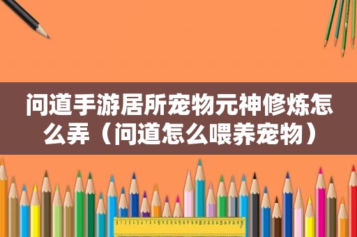 问道手游居所宠物元神修炼怎么弄（问道怎么喂养宠物）