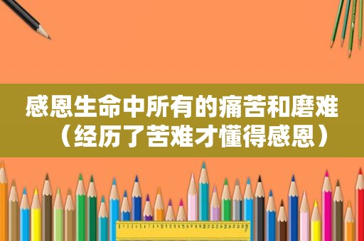 感恩生命中所有的痛苦和磨难（经历了苦难才懂得感恩）
