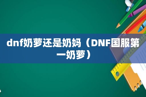 dnf奶萝还是奶妈（DNF国服第一奶萝）