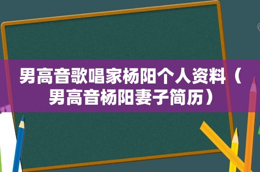 男高音歌唱家杨阳个人资料（男高音杨阳妻子简历）