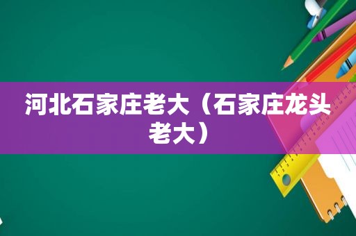 河北石家庄老大（石家庄龙头老大）