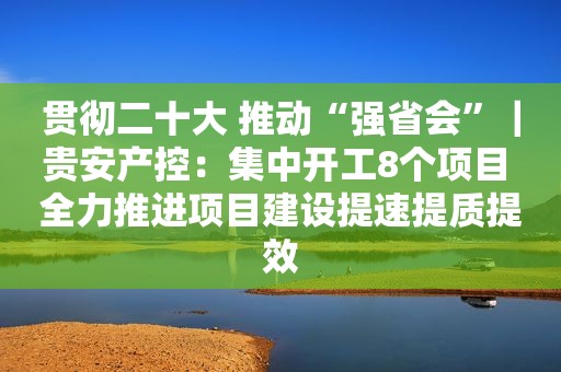 贯彻二十大 推动“强省会”｜贵安产控：集中开工8个项目 全力推进项目建设提速提质提效