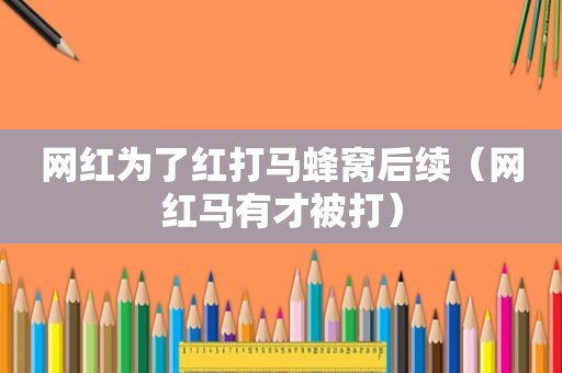 网红为了红打马蜂窝后续（网红马有才被打）