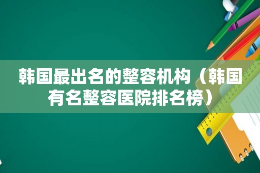 韩国最出名的整容机构（韩国有名整容医院排名榜）