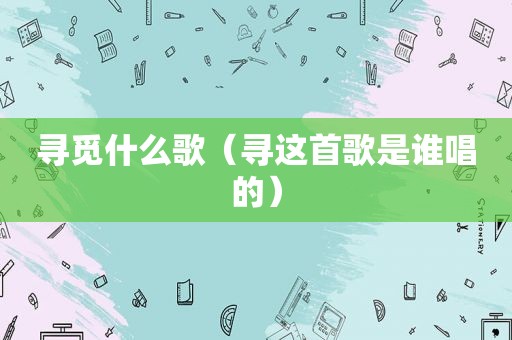 寻觅什么歌（寻这首歌是谁唱的）
