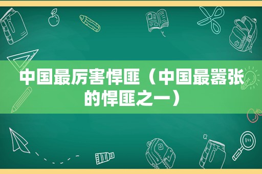 中国最厉害悍匪（中国最嚣张的悍匪之一）