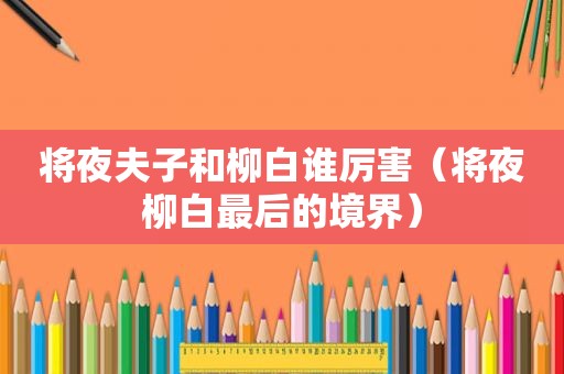 将夜夫子和柳白谁厉害（将夜柳白最后的境界）