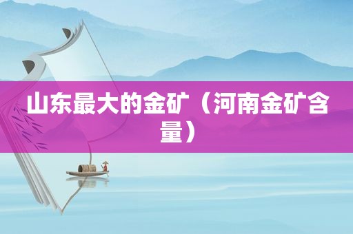 山东最大的金矿（河南金矿含量）