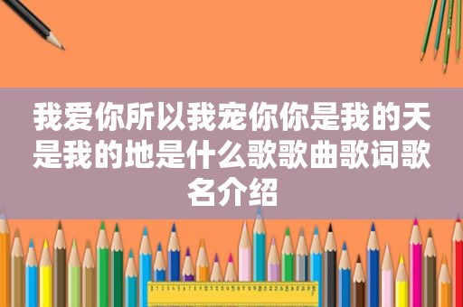 我爱你所以我宠你你是我的天是我的地是什么歌歌曲歌词歌名介绍